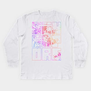 Singapore City Map Typography - Colorful Kids Long Sleeve T-Shirt
